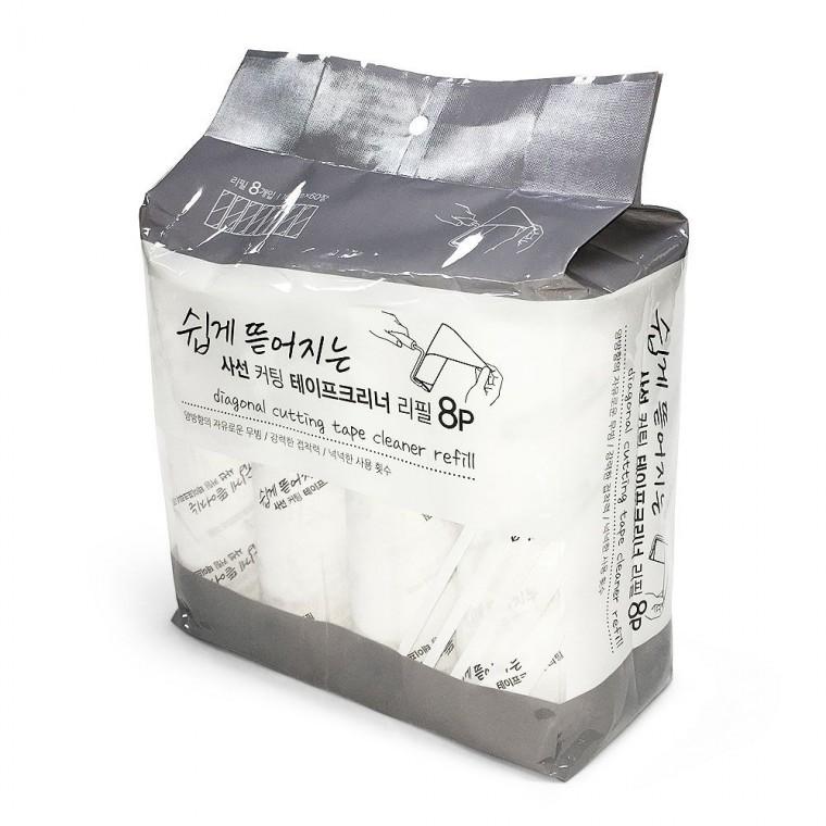 리필 8P 사선 커팅 테이프크리너 돌돌이 롤테이프 찍찍이 밀대형 먼지제거 롤러 청소도구 대