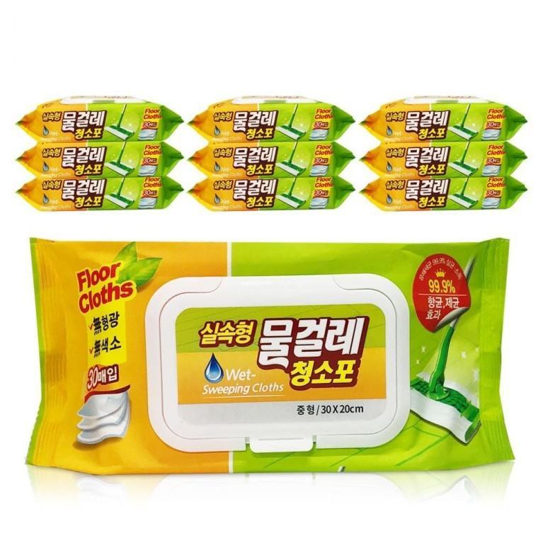 중형 30매 10팩 물티슈 물걸레 청소포 밀대패드 실속형