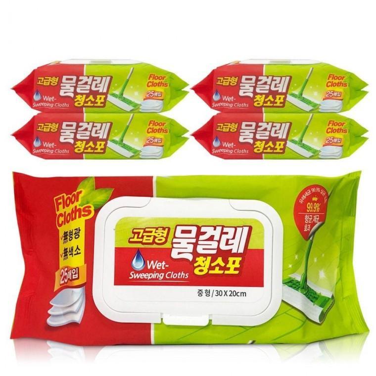 중형 25매 5팩 물걸레 청소포 밀대 크리너 찌든때 리필