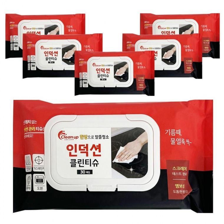 인덕션 클린티슈 30매 6개 찌든때 기름때 주방청소 오븐클리너