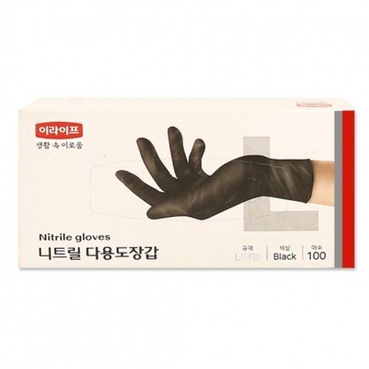 다용도 니트릴장갑 L 블랙 100매 주방 요리 청소 일회용 고무장갑