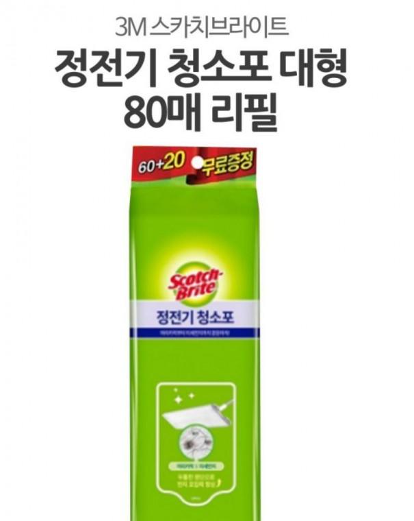 막대걸레용 정전기 대형 리필80매 3M748 청소포