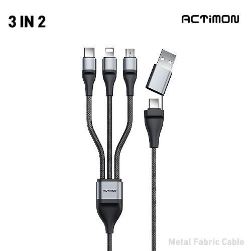 [후니케이스] 엑티몬 3IN2 메탈 케이블 - 1.2M (C-TYPE 8 PIN 5 PIN )