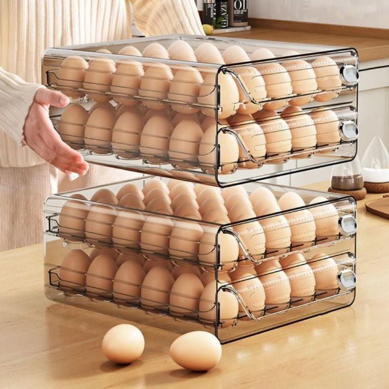 투명 서랍식 계란보관함 계란트레이 계란정리함 2단 선반 보관 용기 트레이 계란 냉장고 에그 함