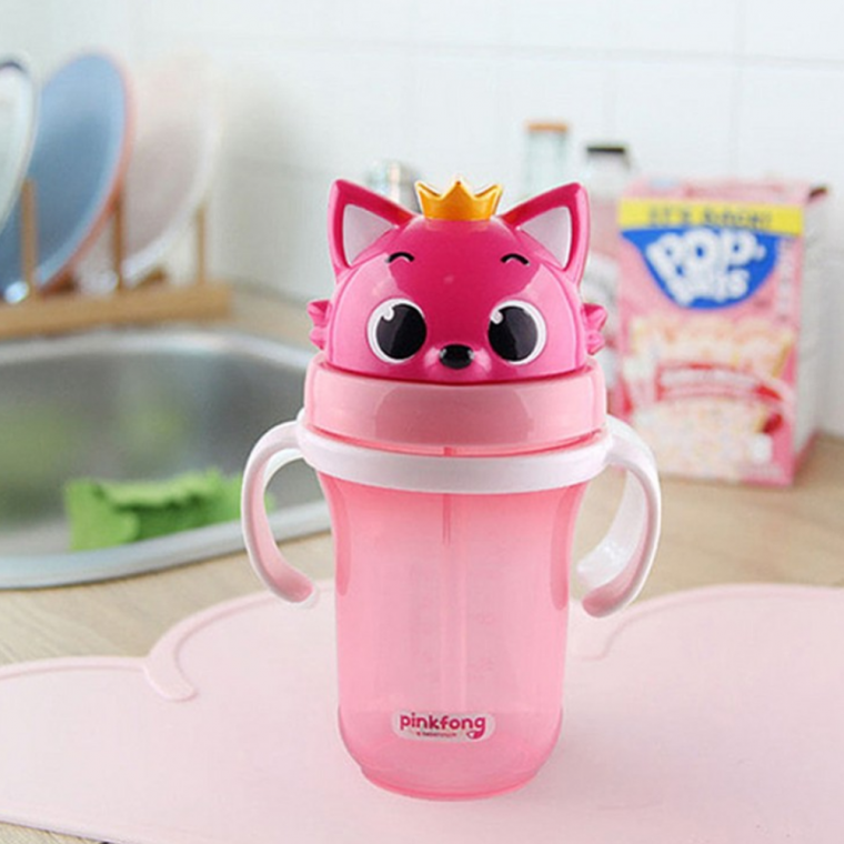 300ml 양손물통 핑크퐁빨대물통 핑크퐁빨대물병 아기상어 유아동 보틀 어린이집 빨대