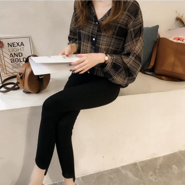 여성 가을 체크남방코디 빈티지 레이온 여자 셔츠