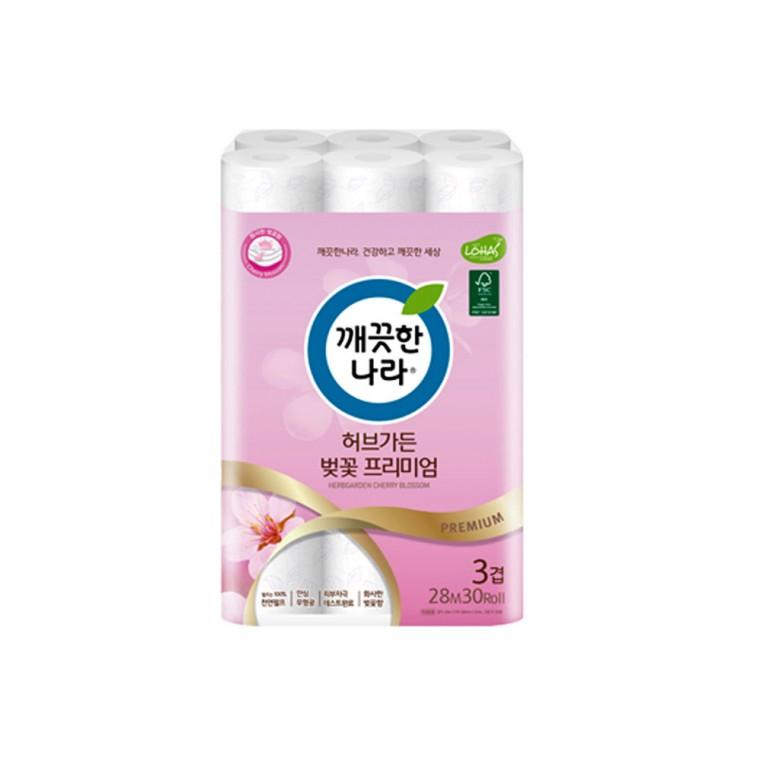 깨끗한나라 허브가든 벚꽃프리미엄 화장지 100프로 펄프 향긋 벚꽃향 피부자극테스트 인증 휴지 두루마