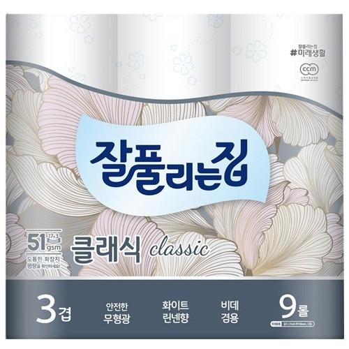 미래생활 잘풀리는집 더 도톰한 3겹 퀼팅 9롤 더도톰해진 무형광 화장지 휴지