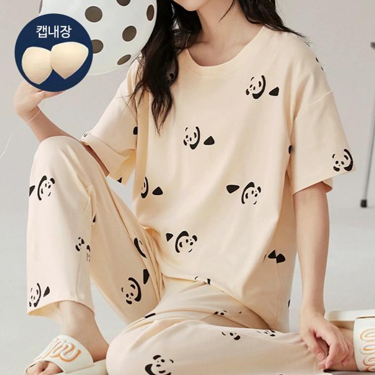 캡내장 반팔 파자마 3종 세트