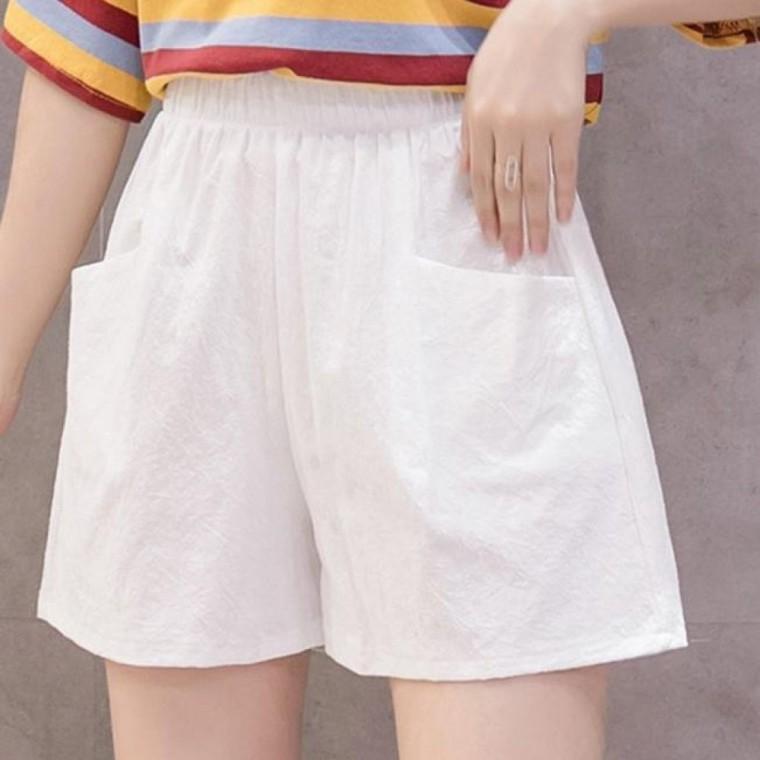 반바지 여성 밴딩 린넨 핫팬츠 코튼 비비드 면바지 반바지 여자바지