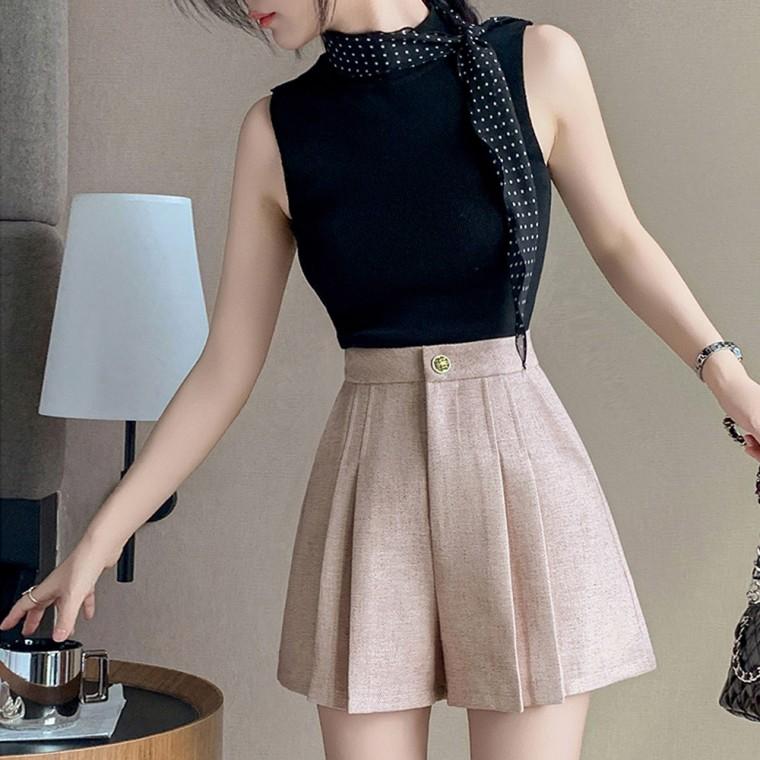 F007536 핀턱주름반바지 정장반바지 치마반바지 숏팬츠
