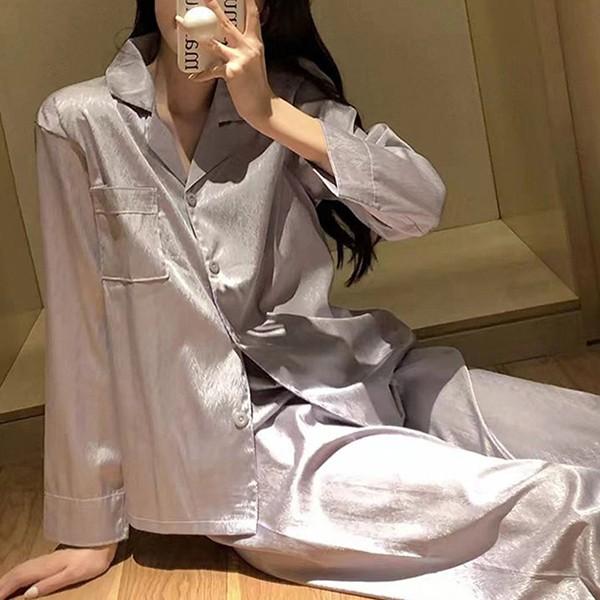 여성 캐주얼 홈웨어 실크 루즈핏 일상 잠옷 INW101