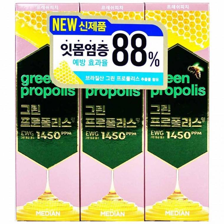 메디안 그린 프로폴리스향 홈패밀리치약 프레쉬피치 100g x 3개