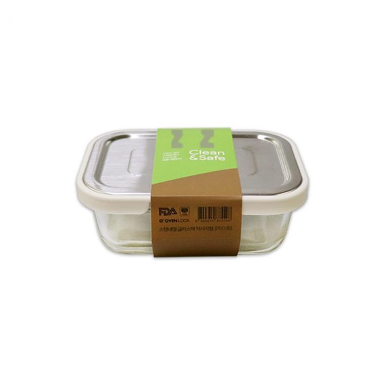 스텐 내열 글라스팩 직1호 370ml-H/스텐뚜껑/내열유리/밀폐용기/반찬통