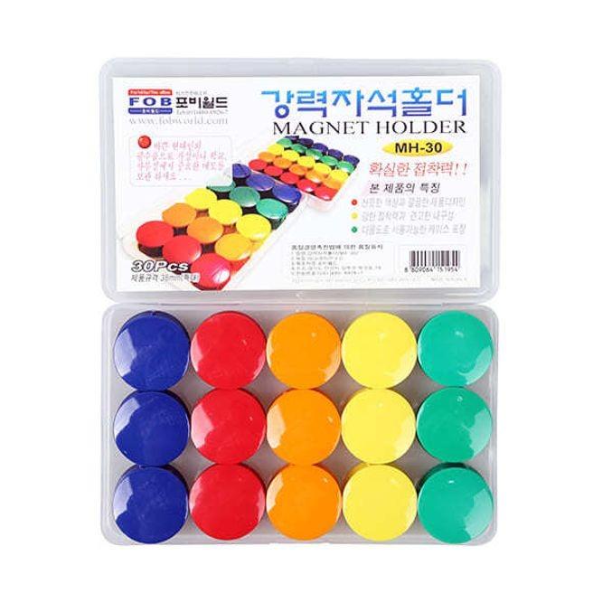 원형 자석 홀더 화이트보드 메모 강력자석 38mm 30p