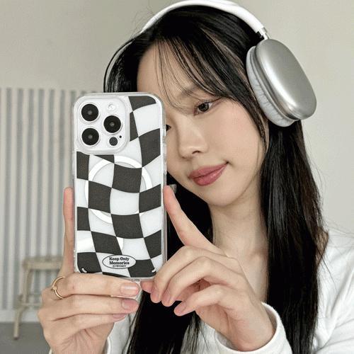 시미 트라이코지 체커보드 클리어 렌즈가드 맥세이프 케이스