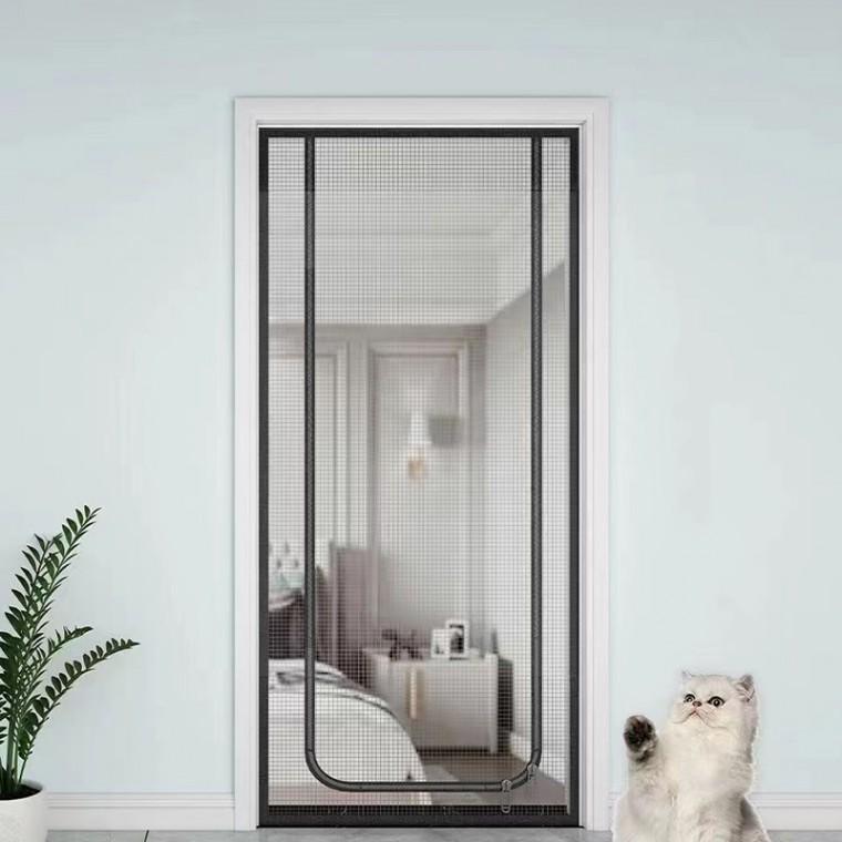 현관문 방묘문 지퍼방충문 120x220cm U형 블랙