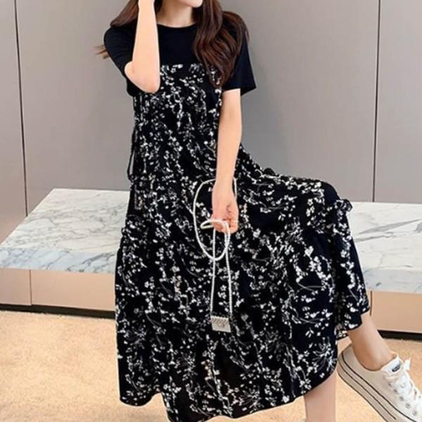 우아하고 은은한 꽃무늬 패턴 썸머 반팔 원피스 여성스러운 코디 세련된 포인트 부드러운 소재