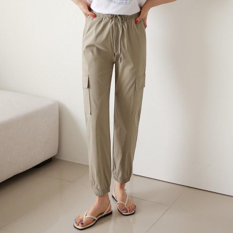 여름 카고 조거 팬츠 봄가을 여성 여자 9부 작업복