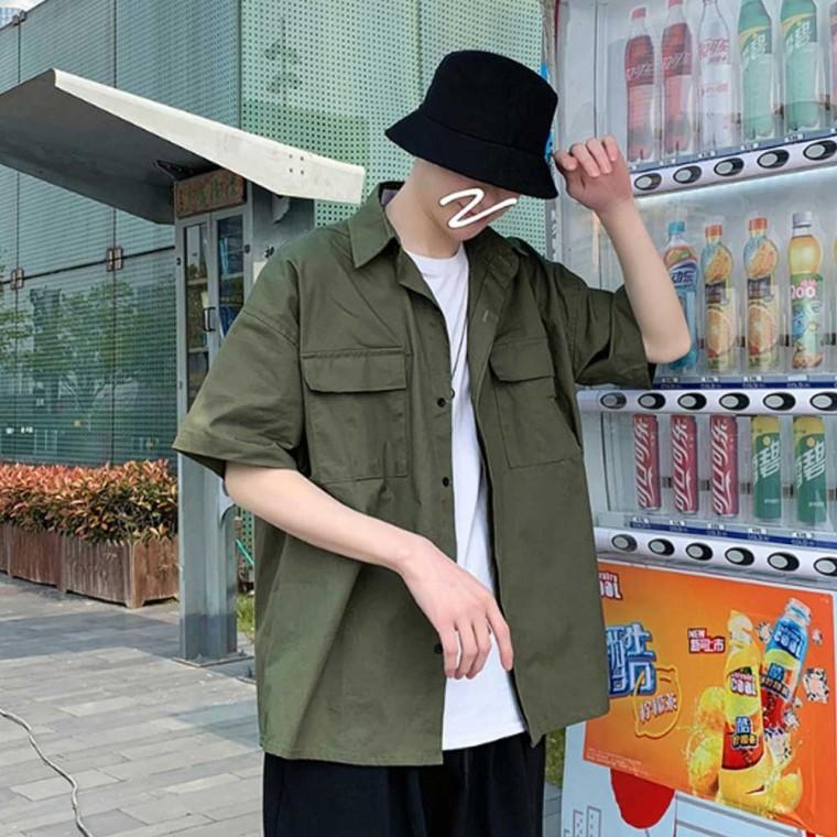 룩 포켓 반팔 셔츠 자켓 외출 코디 남자 여름 데이트