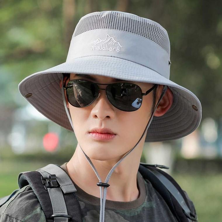 모자 중년 남성 아웃 도어 선캡 남성용 챙넓은 메쉬