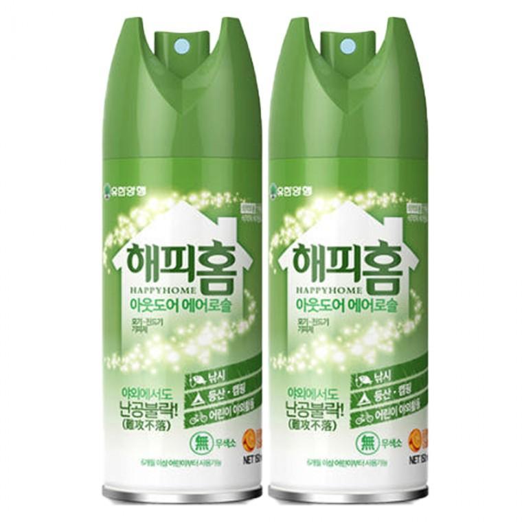 해피홈 아웃도어 에어로솔 모기 진드기 기피제 150mlx2개