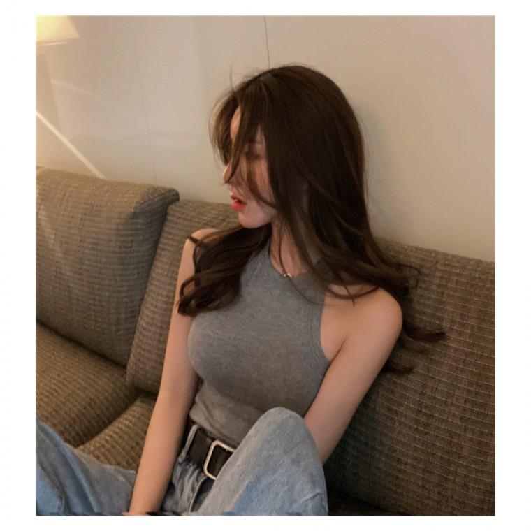 여성민소매티 골지나시 홀터넥 골지망고나시 민소매티 UC-0090