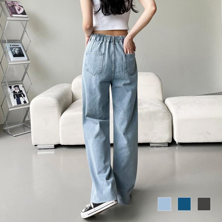 여성팬츠 여성바지 테스티 롱 뒷밴딩 와이드 청바지 SD-230461
