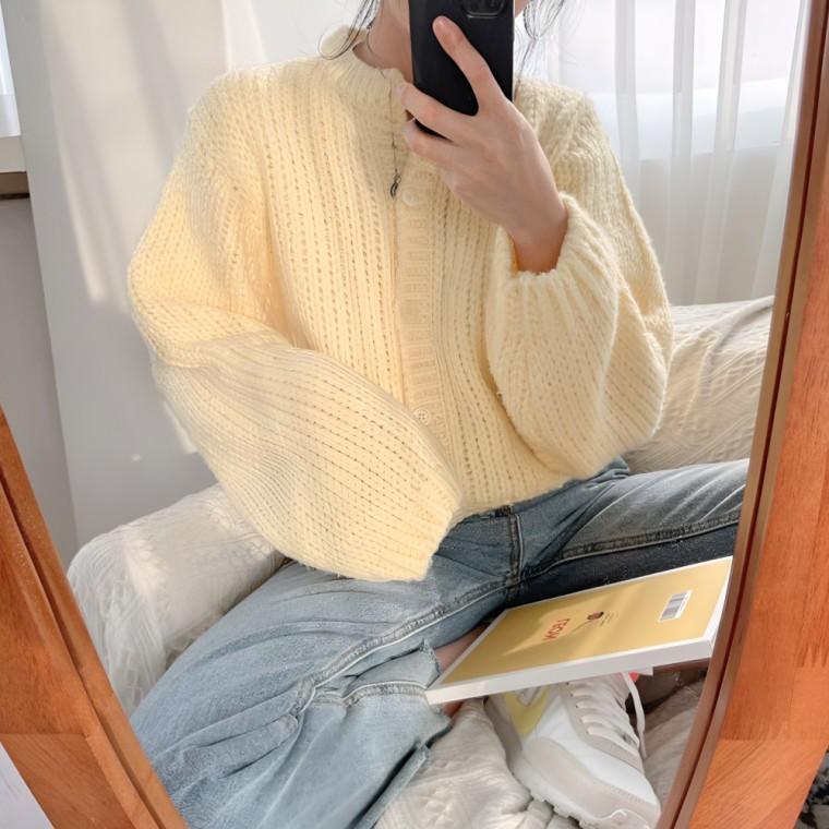 페미닌룩 데일리룩 파스텔 꽈배기 라운드 가디건 JSC-0013