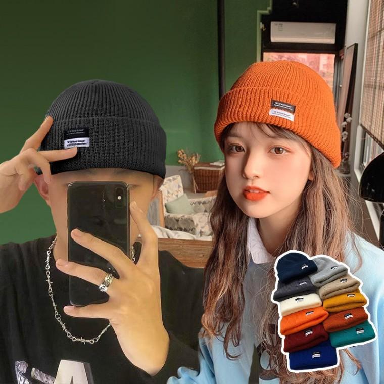 여자모자 여성모자 패치 심플 니트비니 ELM-136