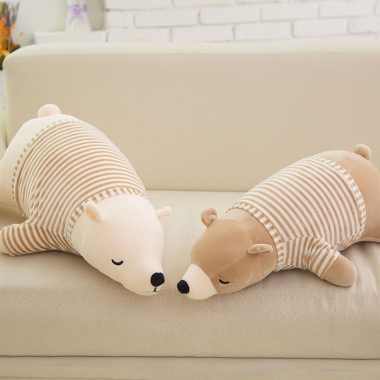 JIYU 폴라베어 잠자는 곰돌이 바디필로우 인형 베개 꿀잠 쿠션 (30cm)