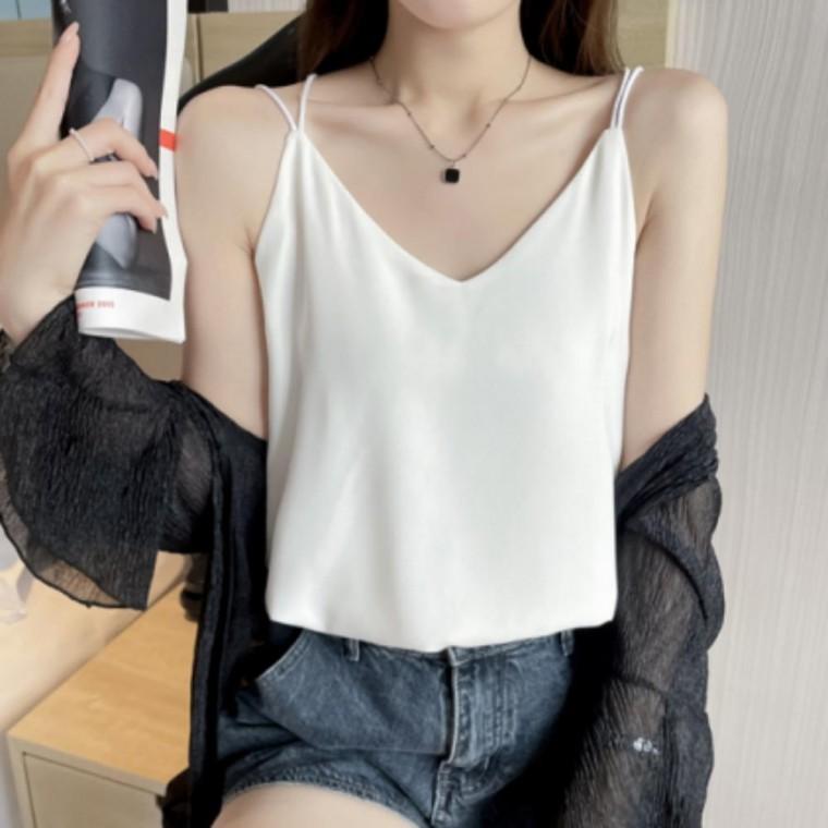 여성상의 티셔츠 슬리브리스 나시 민소매 반팔 이너웨어