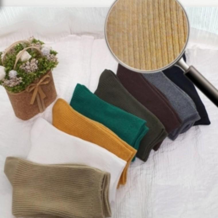 8족세트 국산 칼라 남녀 무지 골지 면 양말 중목 긴 양말 학생 사계절 일상 직장인