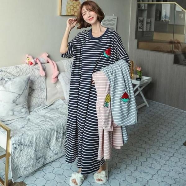 루즈핏 단가라 홈웨어 롱 원피스