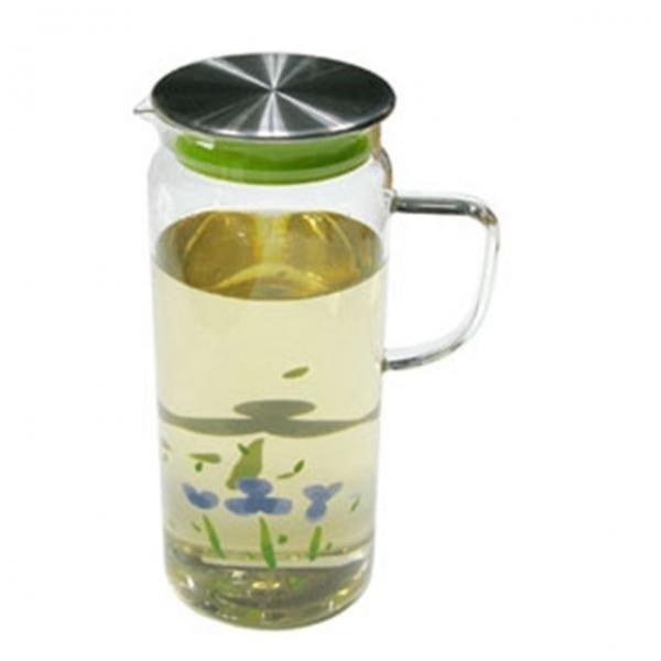 블루꽃 유리 물병 1.5L 주전자 물통 저그 보틀 홈카페 식기