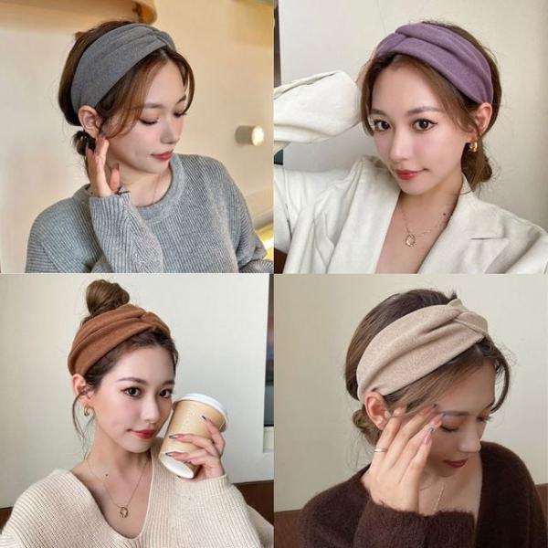 와이드 크로스 헤어밴드 여성 꼬임 머리띠 데일리 반다나