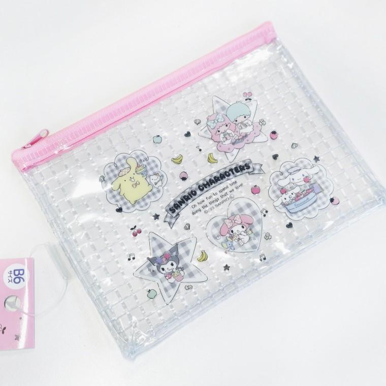 산리오 PVC 격자 파우치 B6 (핑크)