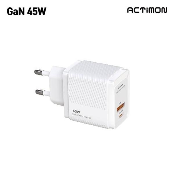 가정용 PD45W 2포트 충전기 케이블 미포함 액티몬 가정용 GAN PD 45W C USB 2포트 충전기 케이블 미포함 M-PD45W-CU-T2