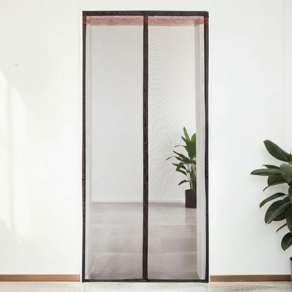 현관 방문 자석 방충망 90x210cm 브라운 자동 닫힘 모기장