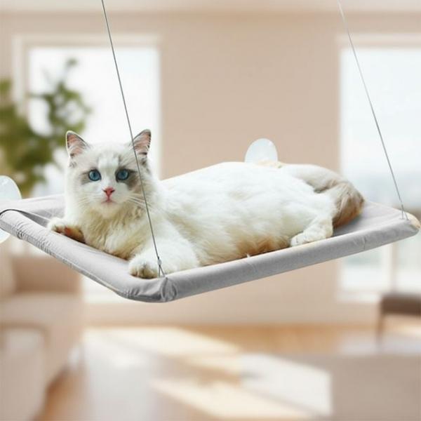 고양이 창문 해먹 캣타워 강력 흡착판 창틀 선반 쉼터 그레이 200