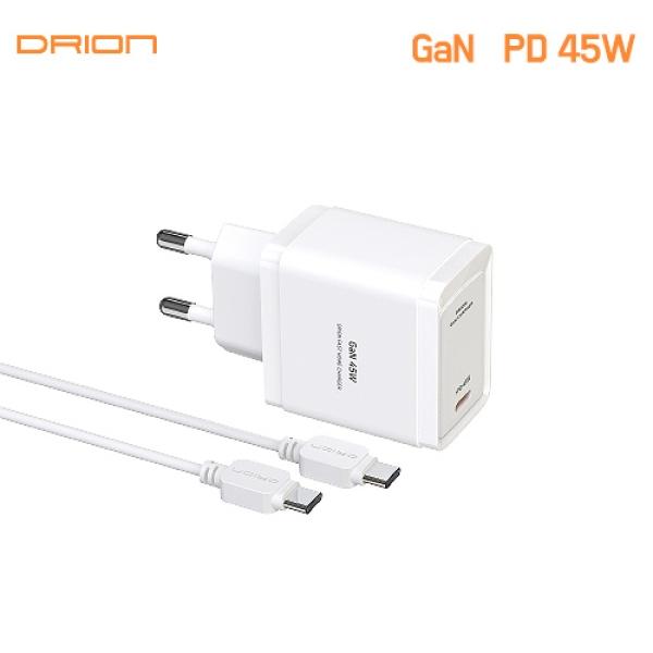[드리온] 가정용 GaN PD 45W  C포트 충전기 (CtoC 1.5M 케이블 포함) (D-PD45W-T2-CTC)