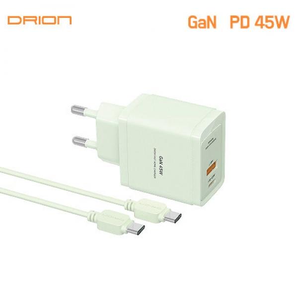 [드리온] GaN PPS 3.0 PD 45W 초고속 C타입 USB 2포트 가정용 충전기 D-PD45W-CU-T2