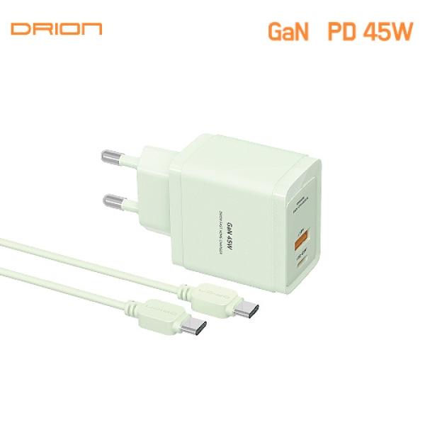 2포트 가정용충전기 드리온 가정용 GaN PD 45W C USB 2포트 충전기 CtoC 1.5M 케이블 포함 D-PD45W-CU-T2-CTC