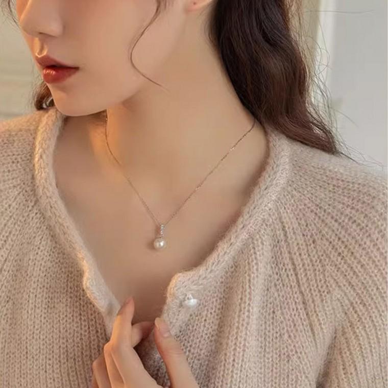 크리스탈 포인트 로맨틱 진주 목걸이