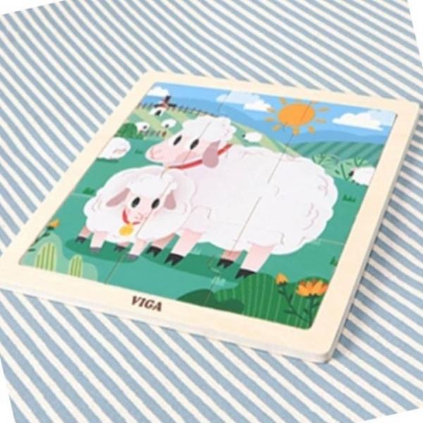 원목퍼즐 9pcs 양 교재교구 소근육발달교구 퍼즐맞추기