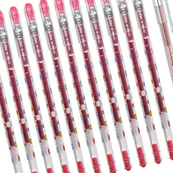 향기나는 중성펜 레드 0.5mm 12개 선명발색유지 캘리그래피연습 사무실업무용