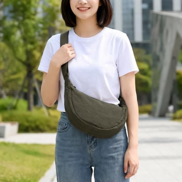 데일리 반달 크로스백 미니 숄더 슬링백 카키