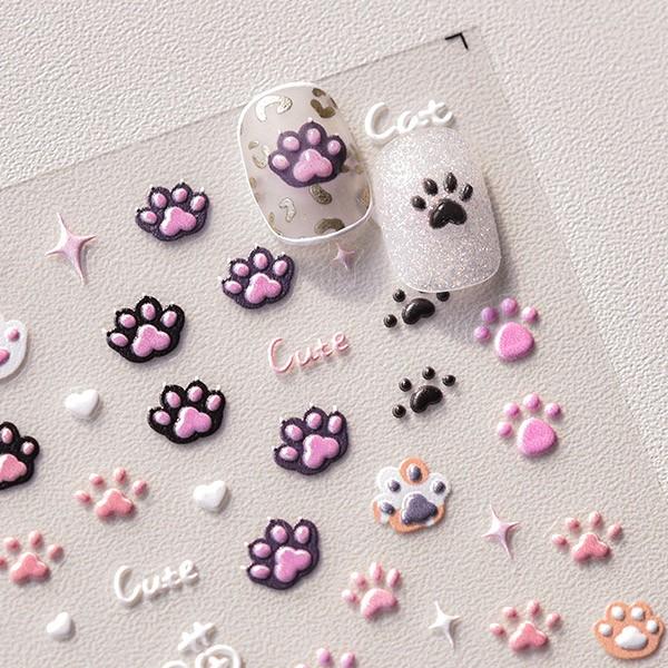 고양이 네일스티커 엠보스티커 고양이 젤리스티커 귀여운네일스티커