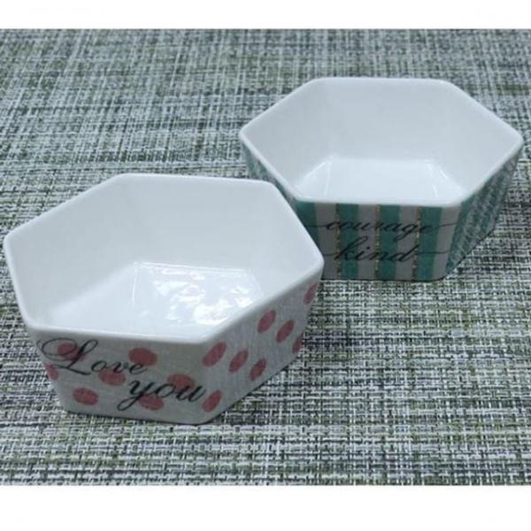 컬러 육각 도자기종지 11.5cm 2P 소스볼 찬기 미니 양념 그릇
