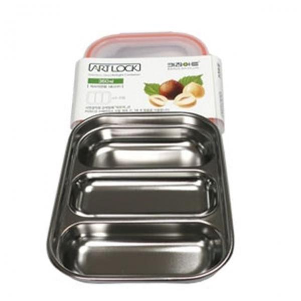 스텐 뚜껑 3구 밀폐찬통 360ml 1호 미니 반찬통 냉장고 김치 보관 용기